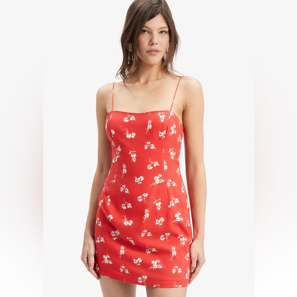 NWT Bardot Joie Mini Dress Red Ditsy Floral Size 10 - Picture 4 of 8